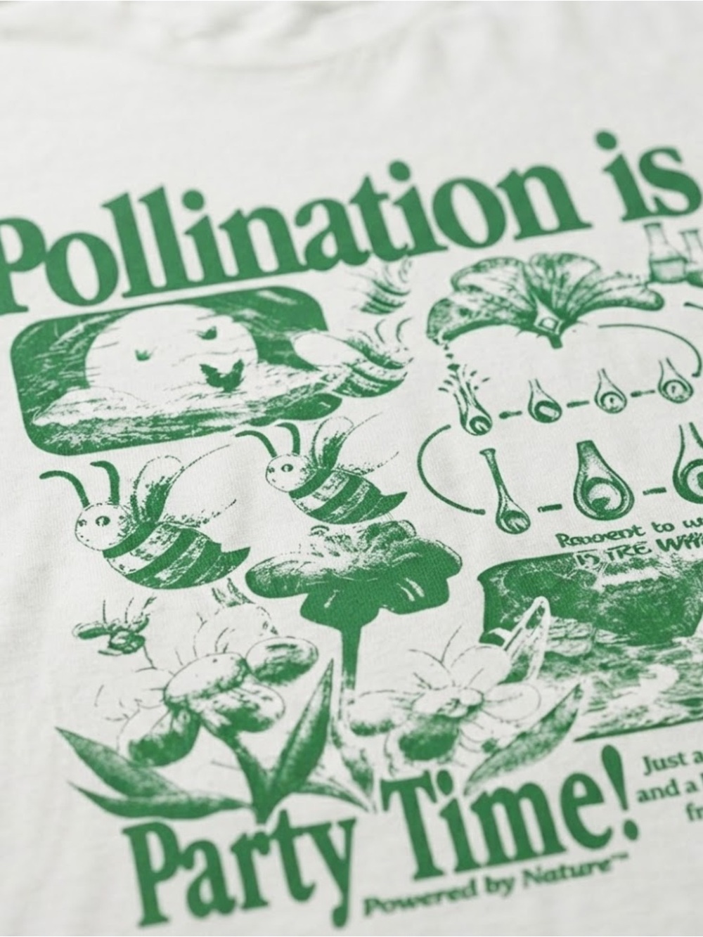 Pollination Party Time Nature Graphic T-Shirt Unisex White Gildan - Picture 2 of 2